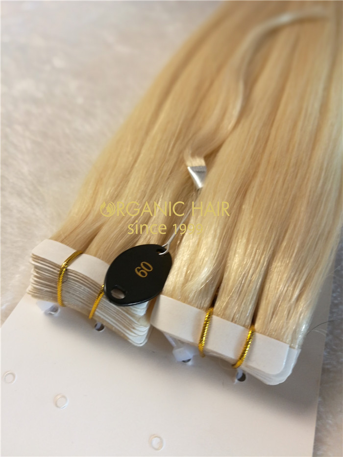 Wholesale human remy tape in hair extensions #613 X24